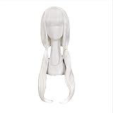 Anime Cosplay Perücke, Angie Yonaga Perücke, 70 cm lange weiße Pferdeschwänze Damen Mädchen Party Perücken mit Perückenkappe, für Halloween, Party, Karneval, Nachtleben, Konzerte, Hochzeiten