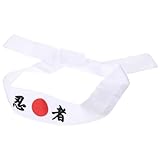 Healeved Japanisches Stirnband Ninja Druck Baumwolle, Ideal FüR Sushi Koch, Karate, Sport, EinheitsgrößE FüR MäNner, Frauen Und Kinder, Weiß