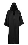 Erwachsenen-Umhang für Jedi-Robe, Kapuzenumhang, Halloween, Weihnachten, Party, Cosplay, Kostüm, Vampir-Umhang, Tunika, Kapuzenuniform, Schwarz , M