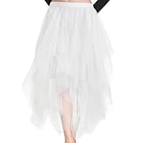 Tüllrock Karneval Damen Weiß, Faschingskostüme Karneval Kostüm Damen Sexy, Unregelmäßiger Rock Damen, Faltenrock Tütü Damen