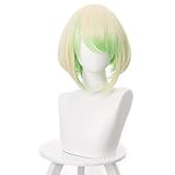 Anime-Cosplay-Perücke, Mad Burnish Promare Lio Fotia-Perücke, beige grüne Frauenperücke, kurzes Haar, Anime-Perücke für Comic Con und Halloween-Party