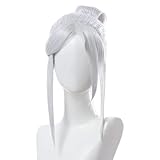 Anime Valorant Jett Cosplay Wig, Silver White Wigs, Halloween Heat Resistant Synthetic Hair for Halloween, Party, Carnival, Nightlife, Concerts