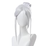 Anime Cosplay Valorant Jett Perücke, silbrig weiße Cosplay Perücken Halloween Hitzebeständiges Kunsthaar für Halloween, Party, Karneval, Nachtleben, Konzerte, Hochzeiten
