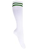 Goldschmidt Kostüme Kniestrümpfe College-Style | Onesize Strümpfe mit Ringeln 36-42 | Socken Streifen Damen (weiß grün)