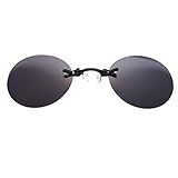 Cikiki Clip Nase Sonnenbrille Runde Brille Morpheus Vintage Sun UV400 Sonnenbrille Rahmenlos Pince-Up, Schwarz