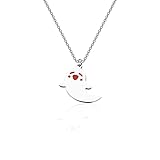 Anime-Geister-Geschenk, niedliche Geister-Halskette, Hu-Tao Geisterform, Schmuck, Halloween, Cosplay, Geschenke für Gamer, Edelstahl
