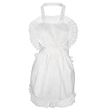 Boyiee Retro Cosplay Maid Schürze Weiße Schürze Verstellbares Halloween Kostüm Küche Restaurant Frauen Mädchen Kellnerin Schürzen Vintage Viktorianischer Stil Party Kostüm Zubehör