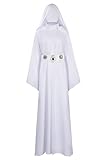 YANVS Prinzessin Leia Kostüm Damen Weißes Kleid Langes Cosplay Prinzessin Leia Kleid für Halloween Outfit