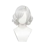 Anime Spiel Devil May Cry 5 Cosplay Perücke, Dante Silber Weiß Kurzes Lockiges Haar, Rollenspiel Halloween Requisiten Zubehör Mit Perücke Cap