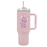 Pyramid International LILO & Stitch (Angel) Becher mit Strohhalm und Deckel, fortschrittliche doppelwandige Vakuumisolierung, hält bis zu 11 Stunden kalt, bis zu 7 Stunden heiß, BPA-frei