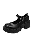 Damen Platform Mary Jane Schuhe Sweet Toe Knöchel Gothic Plattform Kleid Pumps Schuhe Chunky Plattform Schuhe Lackleder Kleid Schuhe
