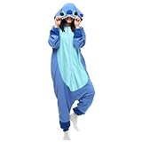 LABULA Onesie tierkostüme Damen Herren Pyjama Animal Halloween Schlafanzug Cosplay Jumpsuit Karneval Einteiler,Stitch-Blue,M