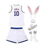 Damen Basketballtrikot #10 Lola und 1/3 Weltraum Kostüm 90er Jahre Film Cosplay Halloween Sportshirt Weiß XS-XXL, 10 Weiß, Small