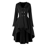 Steampunk Damen Jacke - Gothic Frack Damen Mantel Punk Gehrock Mittelalter Viktorianische Mäntel Renaissance Palast Vintage Smoking Klied für Frauen Halloween Kostüm Karneval Party Kleidung