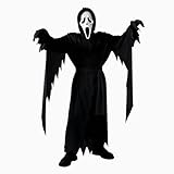 Hallowcoss Gruseliges Scream-Kostüm, Gostfaceing-Kostüm, schwarzer Robe mit Maske, Herrenkostüm, Halloween, Cosplay-Kostüm (Erwachsene, klein)