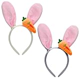 2 Stück Ostern Hasenohren Haarreif, Bunny Karotte Plüsch Haarreifen, Ostern Haarreifen mit Ohren Karotte, für Kinder Erwachsene Ostern, Cosplay, Karneval Party Kostüm Zubehör