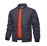 KEFITEVD Softshelljacke für Männer Rippenstrick-Bomberjacke Klassische Wintersportjacke Varsity Baseballjacke