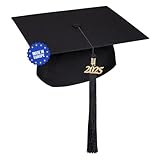 KEPI - Abschluss Hut, Doktorhut, Europäischer Hersteller, Graduation Hut im Universalgröße, Verstellbereich 54-61 cm, Quaste mit Datumsanhänger 2025, Abschlusshüte in 18 Farben - Schwarz