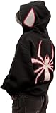 YINGKE Herren Spinnen Print Kapuzenpullover Y2K Punk Dunkle Gotisch Halloween Jacke mit Reißverschluss Unisex Streetwear Kapuzenpullover(S,Schwarz1)