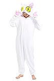 dressfan Unisex Katze Onesie Pyjama Kostüm Jumpsuits Weiße Katze Pyjamas Schlafanzug Kawaii Daijin Neko Halloween Karneval Cosplay Kostüm für Erwachsene Jugendliche,Weiße,S