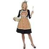 Lebkuchenkostüm für Damen, Lebkuchenschürze mit Stirnband, Lebkuchen-Kostüm, lustiges Weihnachts-Party-Kostüm (Khaki, Einheitsgröße)