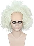 Perücke Weiß für Beetlejuice Verrückter Professor Kostüm Einstein Perücke Opa Perücken Fancy Dress Horror Film für Herren Männer AL057