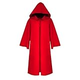uxxnjfg Herren Steampunk Umhang Mit Kapuze Vintage Mittelalter Kleidung König Renaissance Wikinger Langarm Kleid Kostüm Halloween Herren Übergröße Böse Kleidung Rave Festival Fasching Outfit Rot XL