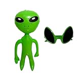 Dozer Aufblasbare Aliens, 64 cm, Grün, mit Sonnenbrille, UV 400 Schutz (Alien mit Brille)