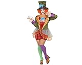 ATOSA | Verrückter Hutmacher Kostüm für Damen | Enthält ein originelles Kleid mit hohem Hut | Alice im Wunderland Kostüm | Für Mottoparty, Karneval | Ikonischer Charakter | XL