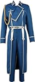 ZHAOSJ Fullmetal Alchemist Roy Mustang Riza Maes Cosplay Kostüm Erwachsene Top Hose Blaue Uniform Männer Frauen Outfit