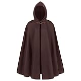 Mittelalter Umhang Burkhard mit Kapuze Damen Herren Zauberer Kostüm Kleidung LARP Wikinger Halloween