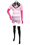 MOYGOR Angel Dust Cosplay-Kostüm, Hazbin-Hotel-Kostüm, rosafarbenes Kleid mit Strumpfhandschuhen und Kragen, Anime, Cosplay, Halloween, Karnevalsanzug