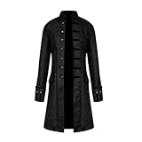 TSIRNK Mittelalter Kleidung Herren,Steampunk Herren,Halloween Kostüme Herren,Frack Steampunk Gothic Mittelalter Uniform (Schwarz, 4XL)