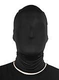 Schwarze Phantom Maske - elastische Strumpfmaske aus Stoff - Kostüm-Accessoire für Karneval, Halloween & Motto-Party