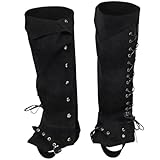 Pirate Stiefelstulpen Vintage Mittelalterliche Stiefelüberzieher Herren Piratenkostüm Beinwickel Wildlederimitat Steampunk Stiefelüberzug Piraten Accessoires für Halloween/Karneval/Cosplay (Schwarz)