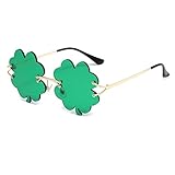 YAMEIZE St. Patrick's Day Grün Four Leaf Irland - Sonnenbrille Leprechaun Kostüm Brille Metall Rahmen Damen Herren Party