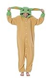LorranTree Relaxo Kostüm Onesie Yoda Erwachsene Relax Kostuem Damen Pyjama Fasching Halloween Schlafanzug Cosplay Jumpsuit Tier Karneval Yoda-S