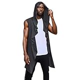 Sunfashion Voltron-Cosplay-Kostüm Mit Kapuze Ärmellos Schalkragen Strickjacke Drapiert Einfarbig Leichter Cape Mantel Mittelalter Damenkostüm Günstig (Black, XL)