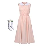 NUWIND Damen Eleven Kleid und Socken Elf Frauen Rosa Prinzesskleid Kostüm für Erwachsene Halloween Cosplay Party (M)