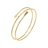 Oykrueats Oberarmreif Gold,Minimalistische Armreifen,Oberarm ArmbänderVerstellbar,Spule Oberes Armband,Offenes Armband,Armreif Stapelbarer Schmuck,für Frauen und Mädchen