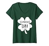 Damen Kleeblatt Kostüm Herren Karneval Damen Deko St Patricks Day T-Shirt mit V-Ausschnitt