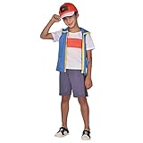 Amscan - Kinderkostüm Ash aus Pokemon, Oberteil, kurze Hose, Basecap, Motto-Party, Karneval