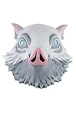 Oakamy Hashibira Inosuke Maske Cosplay Anime DSlayer Kopfbedeckungen aus Latex Halloween Weihnachten Karneval (Weiß)