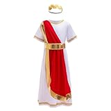 Lito Angels Römische Griechische Gott Karneval Kostüm Kleid Verkleidung mit Lorbeer Stirnband Gold für Kinder Jungen Größe 10-11 Jahre 146