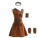 Lito Angels Prinzessin Pocahontas Kostüm Kleid Verkleidung mit Stirnband für Mädchen Kinder, Größe 7-8 Jahre 128