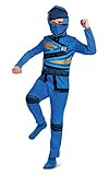 Disguise Offizielles Lego Jay Ninjago Kostüm Kinder Jungen, Ninja Kostüm Kinder Anzug Faschingskostüm Ninjago Blau Karneval Geburstag Größ M