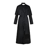 Gothden Tunika-Kostüm, mittelalterlicher Mönch, Priester, Renaissance, Cosplay, komplettes Set, Halloween, Cosplay, für Erwachsene, Herren, Schwarz , L