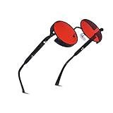 besbomig Sonnenbrille Damen Herren - Retro Rund Steampunk Brille UV400 Schutz Polarisiert Hippie Festliche Partybrille Fasching Brillen Outdoor Aktivitäten Modeaccessoire
