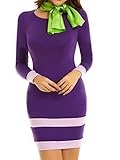 MSBASIC Halloween-Kostüm, langärmlig, Mini-Scooby-Doo-Kostüm, Daphne-Kleid mit Schal, Violett, L