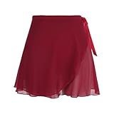 Damen Ballettrock Wickelrock Dunkelrot Chiffon Tanz Rock Verstellbare Taille Krawatten Gymnastik Ballettrock